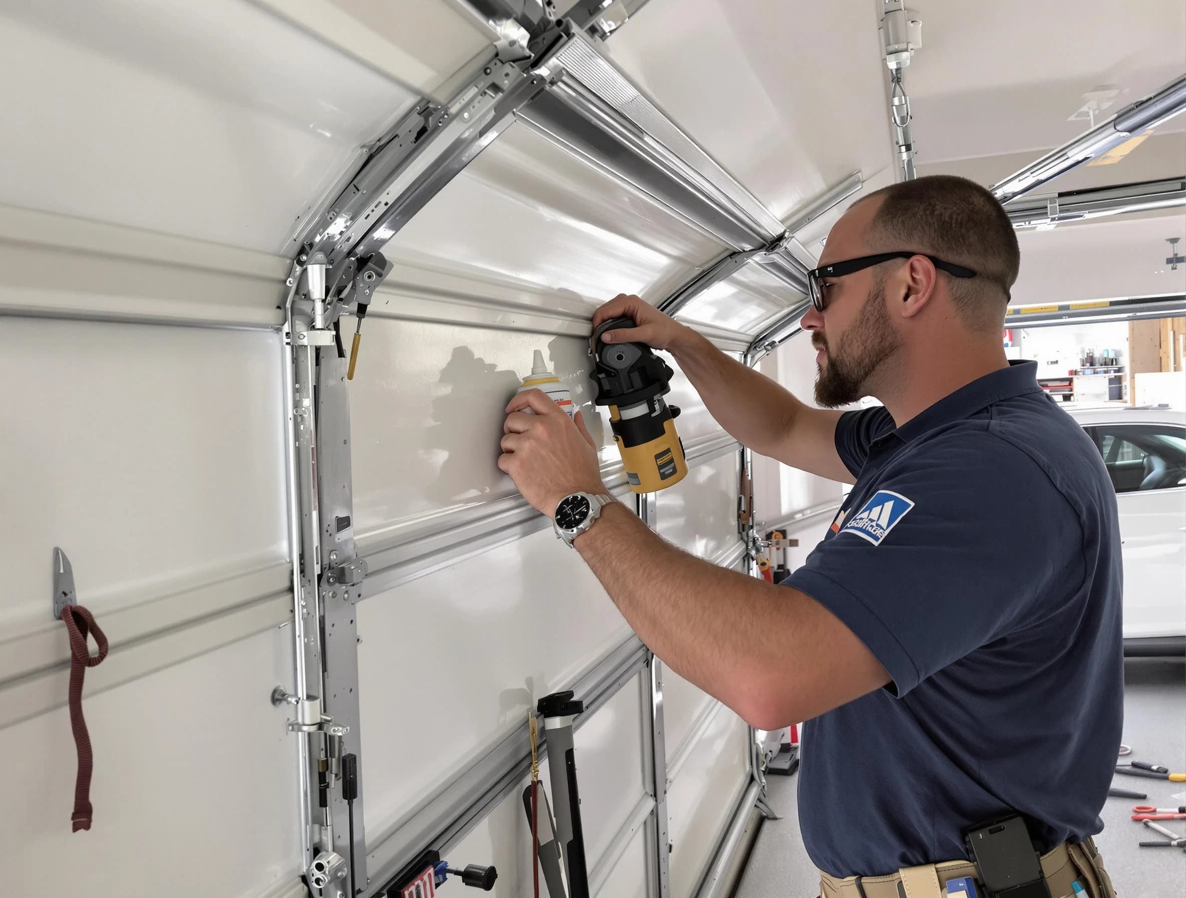 Northbrook Garage Door Repair technician performing comprehensive noise reduction service in Northbrook