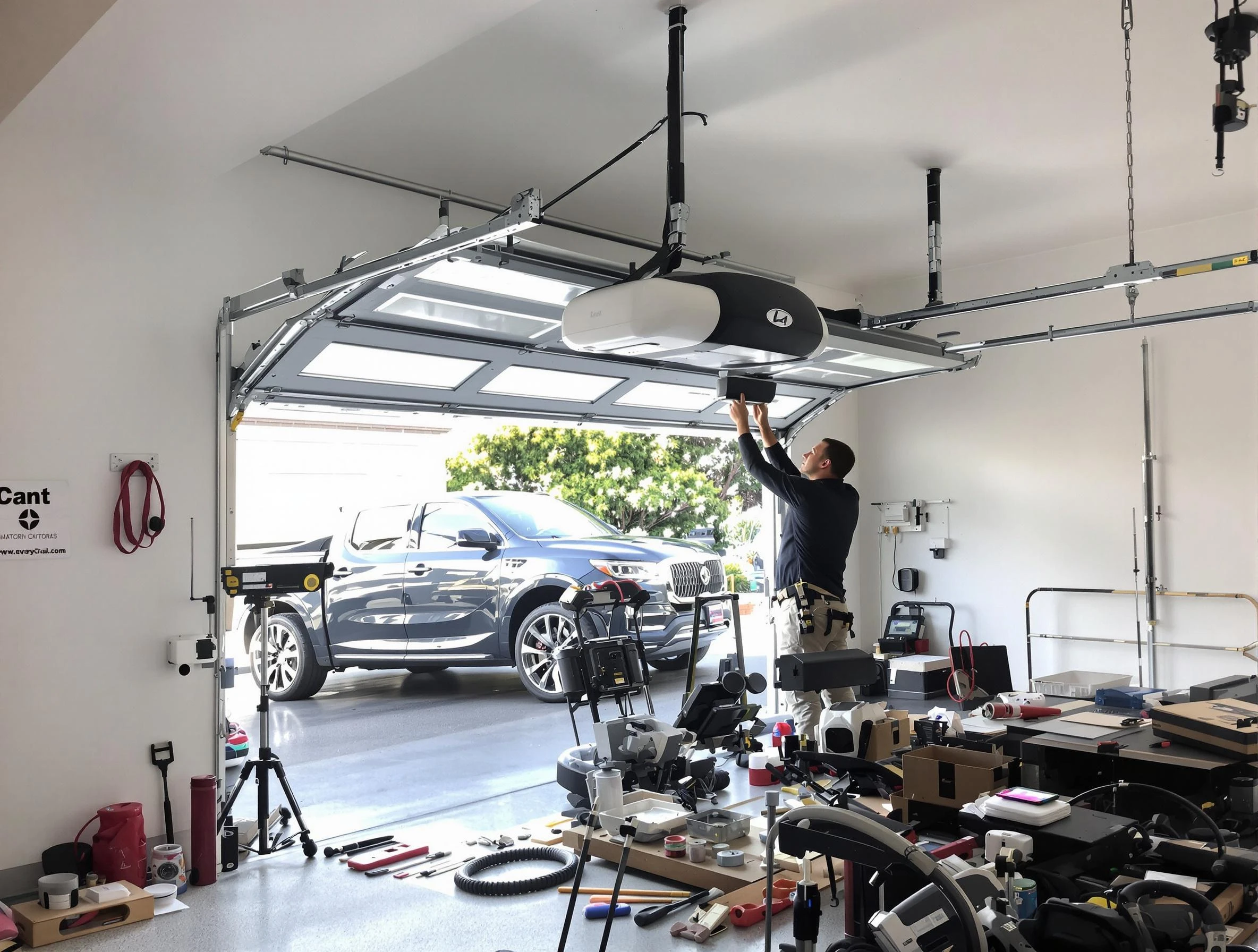 Northbrook Garage Door Repair specialist installing smart garage door opener system in Northbrook home